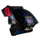 Casco Ich 3120 Fifties Negro Rojo Visor Azul